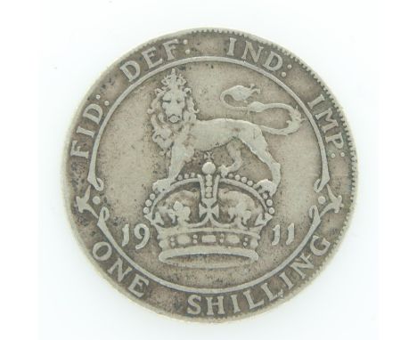 1911 silver shilling of George V - aVF grade. UK P&amp;P Group 0 (£6+VAT for the first lot and £1+VAT for subsequent lots) 