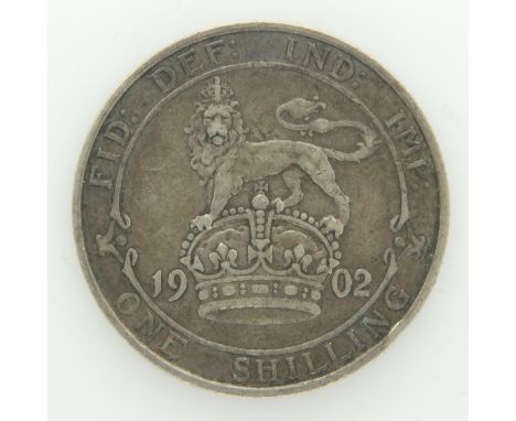 1902 - Silver shilling of Edward VII - gVF with dark tone. UK P&amp;P Group 0 (£6+VAT for the first lot and £1+VAT for subseq