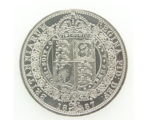1887 - Silver half crown of Queen Victoria -EF grade. UK P&amp;P Group 0 (£6+VAT for the first lot and £1+VAT for subsequent 