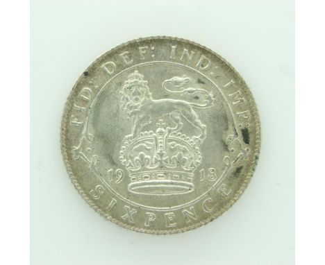 1918 - Silver sixpence of King George V - gVF grade. UK P&amp;P Group 0 (£6+VAT for the first lot and £1+VAT for subsequent l