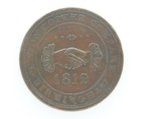 1812 - Birmingham Copper Union trade Penny token - gVF grade. UK P&amp;P Group 0 (£6+VAT for the first lot and £1+VAT for sub