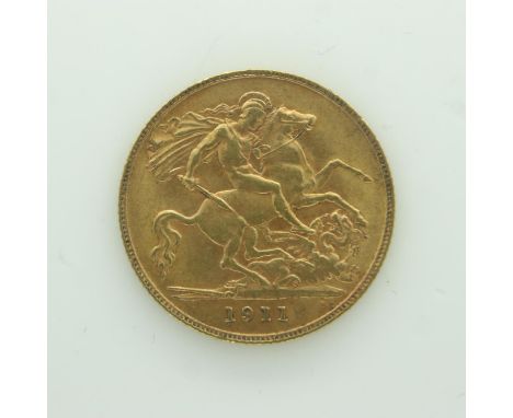1911 gold half sovereign of George V. UK P&amp;P Group 0 (£6+VAT for the first lot and £1+VAT for subsequent lots) 