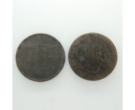 Two early milled copper tokens to include Parys Mining. UK P&amp;P Group 0 (£6+VAT for the first lot and £1+VAT for subsequen