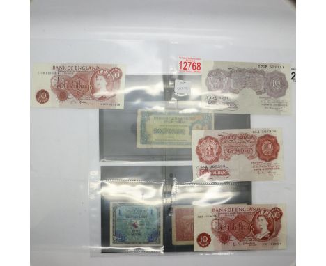 Four 10 shilling notes with military issues from WWII. UK P&amp;P Group 1 (£16+VAT for the first lot and £2+VAT for subsequen