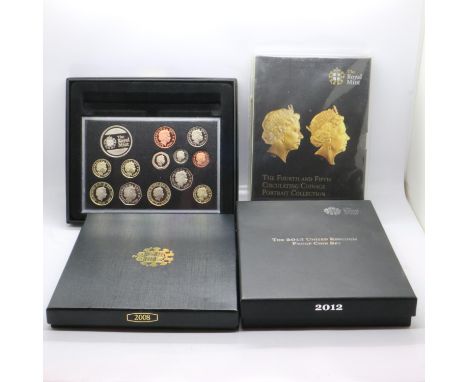 Four Royal Mint boxed sets, including Portrait collection of Elizabeth II. UK P&amp;P Group 1 (£16+VAT for the first lot and 