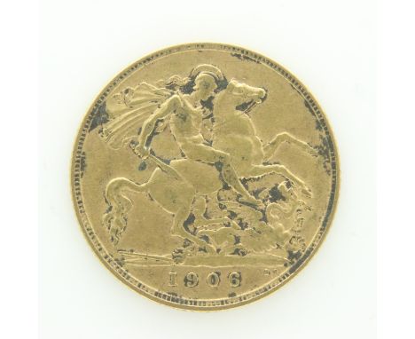 1906 gold half sovereign of Edward VII. UK P&amp;P Group 0 (£6+VAT for the first lot and £1+VAT for subsequent lots) 