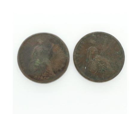 Two large pennies of George IV - circulated. UK P&amp;P Group 0 (£6+VAT for the first lot and £1+VAT for subsequent lots) 