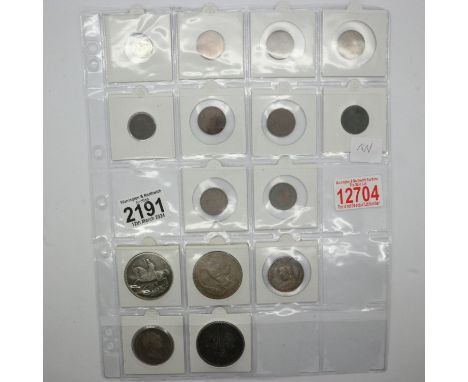 Page of mixed coins in flips, mainly UK silver and copper. UK P&amp;P Group 1 (£16+VAT for the first lot and £2+VAT for subse