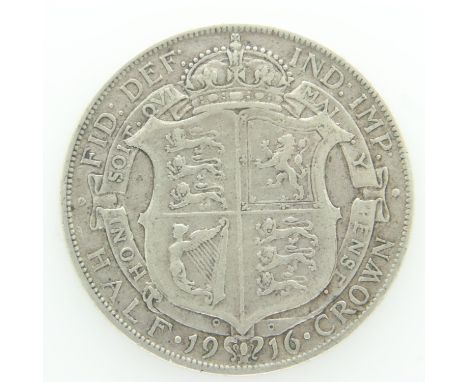 1916 silver half crown of George V - gF grade. UK P&amp;P Group 0 (£6+VAT for the first lot and £1+VAT for subsequent lots) 