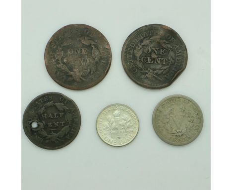 USA early colonial lot, some silver - circulated grades. UK P&amp;P Group 0 (£6+VAT for the first lot and £1+VAT for subseque