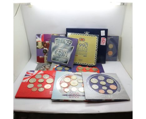 Eleven Royal Mint uncirculated year coin sets. UK P&amp;P Group 2 (£20+VAT for the first lot and £4+VAT for subsequent lots) 