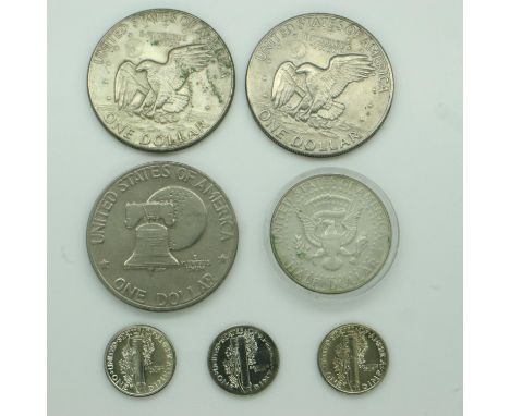 American coins, some silver - circulated grades. UK P&amp;P Group 0 (£6+VAT for the first lot and £1+VAT for subsequent lots)