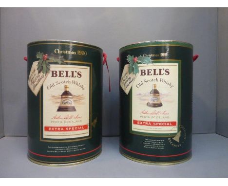Two cased Bells Scotch Whisky decanters, Christmas editions 1989 and 1990 with contents.