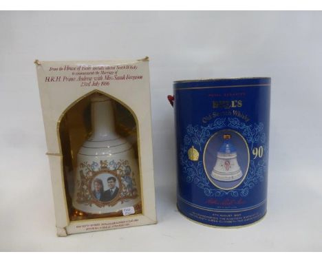 Two cased Bells Scotch Whisky decanters, commemorative editions - The Queen Mother's ninetieth birthday and H.R.H. Prince And