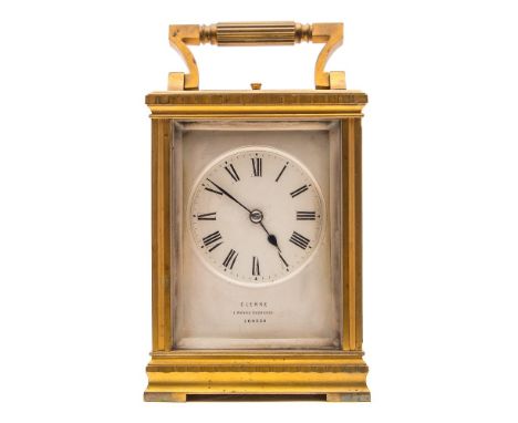 Clerke, London retailer, a French carriage clock: the eight-day duration movement having a platform lever escapement and stri
