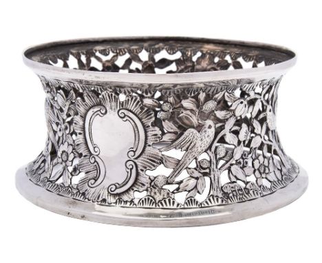 A George V silver dish ring, maker D &amp; J Wellby, London, 1910: of circular design with pierced decoration of butterflies 