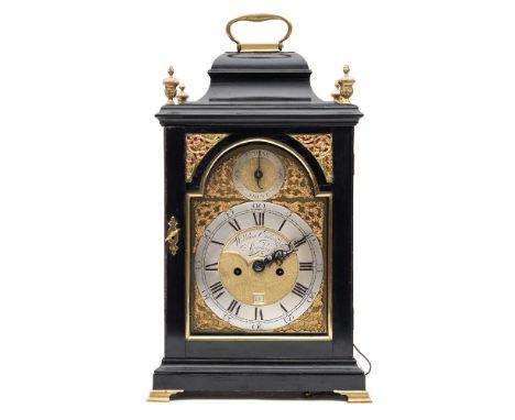 William Edwards, London, an ebonised Georgian bracket clock: the eight-day duration, five-pillar movement having a verge esca