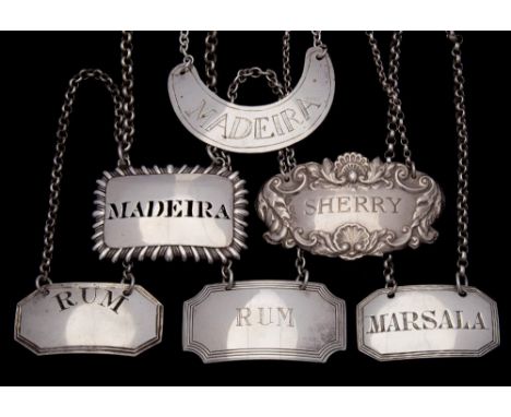 A George IV silver wine label 'Madeira' , maker Rebecca Emmes & Edward Barnard, London, 1825: a Victorian wine label, maker G