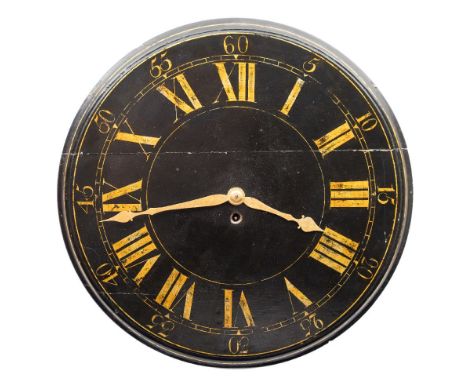 A round lacquered wall clock: the tapered and curved shaped eight-day duration five-pillar timepiece movement having a verge 
