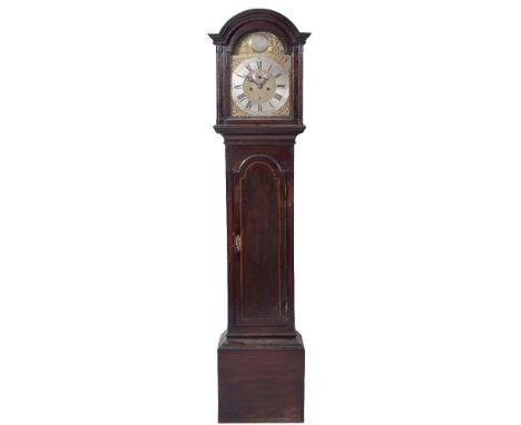 John Rayment, Huntingdon, an oak longcase clock: the eight-day duration movement striking the hours on a bell, with the twelv