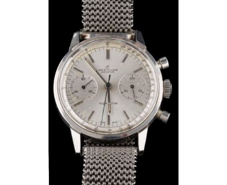 Breitling. A gentleman's 'Breitling Top Time' stainless steel chronograph wristwatch: the dial with baton markers, two subsid