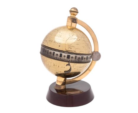 Frodsham, London, a globe clock: a limited edition modern clock depicting a brass globe with the centre silvered band showing