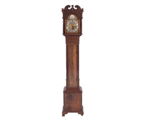 A 1930's walnut grandmother clock: the eight-day duration spring driven movement striking the hours on a gong and the quarter