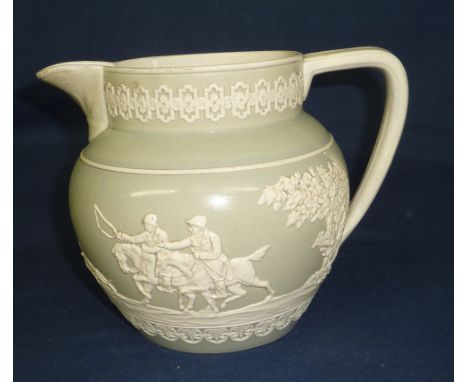 19th C Copeland Spode jug decorated with stag hunting scenes ht 17cm RD No.150288