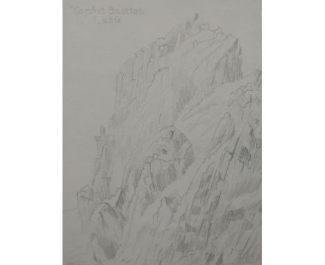 A pencil sketch attributed to William Heaton Cooper, Tophet Bastion Castle, initialled and attributed and dated 1940 verso, 9