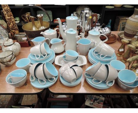 A vintage part coffee or tea service by Poole in a two tone blue and grey