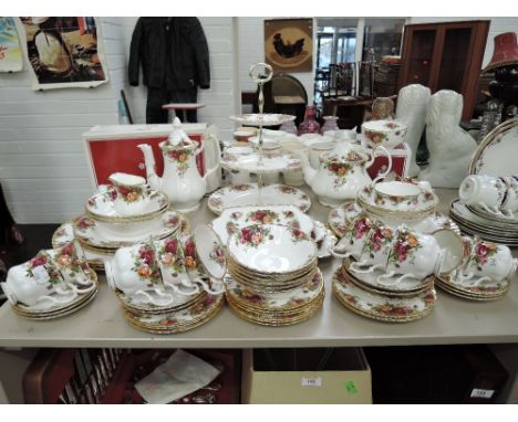 a vast part dinner tea coffee service by Royal Albert in the Old Country roses pattern