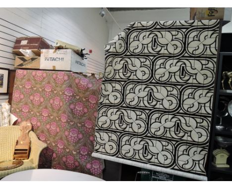 Two vintage roller blinds in Heals packaging, both different sizes.