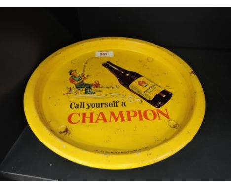 A vintage bar advertising tray for Champion Pale Ale fishing related