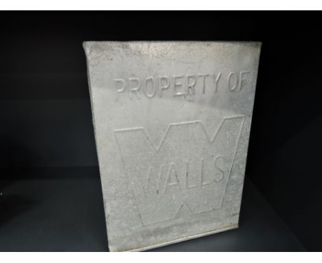 A vintage aluminium advertising container for Wall's 