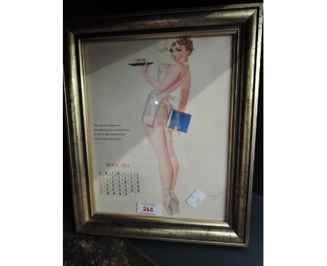A vintage leaf from 1955 pin up girl calendar