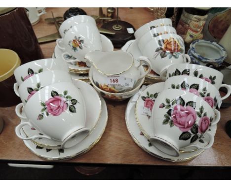 A selection of vintage tea cups and saucers including Dorchester