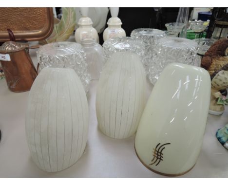 A selection of vintage light shades