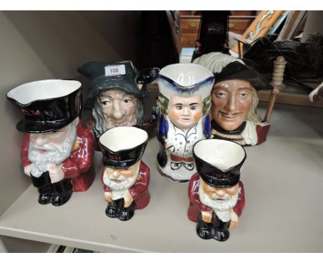 A selection of vintage ceramic toby jugs and similar including Royal Doulton