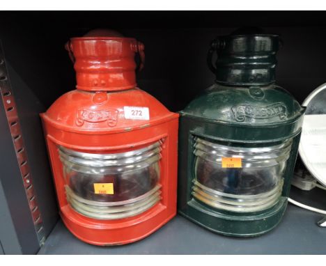 Two vintage ships lights Port and Starboard