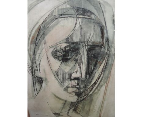 A pen and ink sketch, portrait study, 10in x 8in