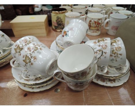 A selection of vintage tea cups and saucers including Colclough