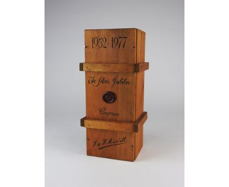 A Silver Jubilee cognac in original box, by Martell, 1952-1977, 33cm high