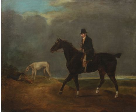 After Samuel Spode (British, active 1825-1858)Gentleman on Horseback with Greyhounds bears later signature and date, oil on c