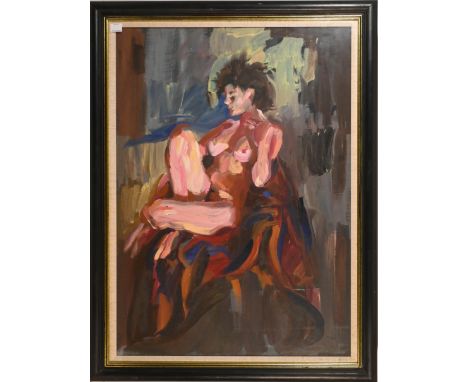 Robert O. Lenkiewicz (1941-2002), oil on board sketch of Esther in his Studio, framed and glazed, overall size 100cm x 76cm. 