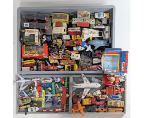 Dinky Toys, 061- 'Caravan', unboxed, with various diecast vehicles, to include motorbikes, aeroplanes, automobiles, trucks, s