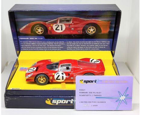 Scalextric, C2641A- limited edition 1453/6000 -'Ferrari 330 P4 Le Mans 1967 Scarfiotti-Parkes' model slot car with certificat