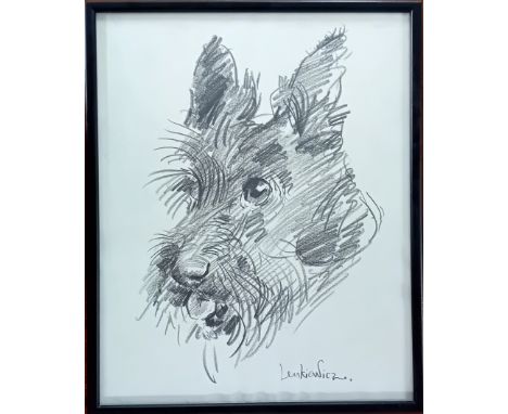 Robert Lenkiewicz (1941-2002), a graphite sketch of a Scottie dog, signed in pencil lower right, framed and glazed, overall s