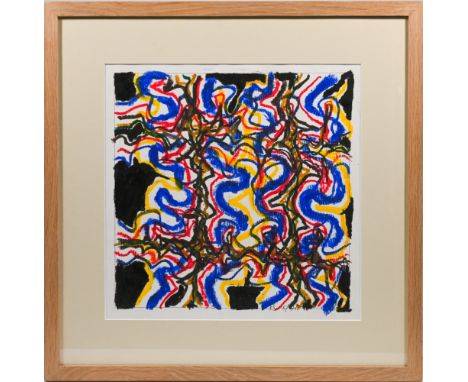 John Barnicoat, mixed media on paper, 'Abstract', pencil inscribed '5th of the 7th- 005700', framed and glazed, overall size 
