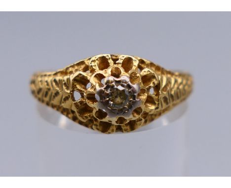 An 18 ct gold and diamond solitaire ring. Ring size Q/R. 3.7 grammes total weight.