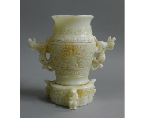 A Chinese white jade vase. 20.5 cm high.